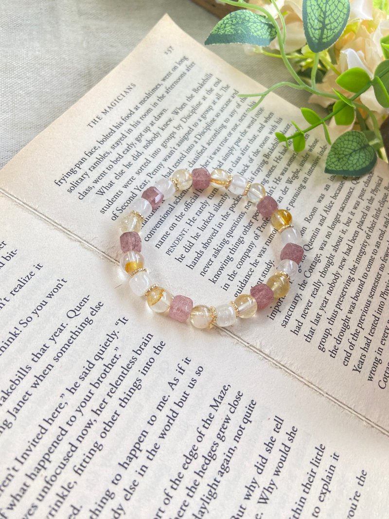 贵人招财。/草莓晶/黄胶花/白幽灵 - 手链/手环 - 半宝石 多色