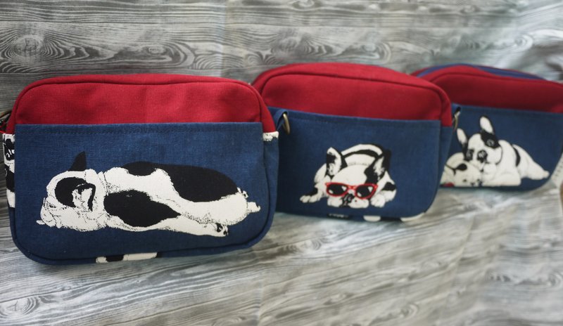 春游小包  厌世法斗斜背小包 - 侧背包/斜挎包 - 棉．麻 红色