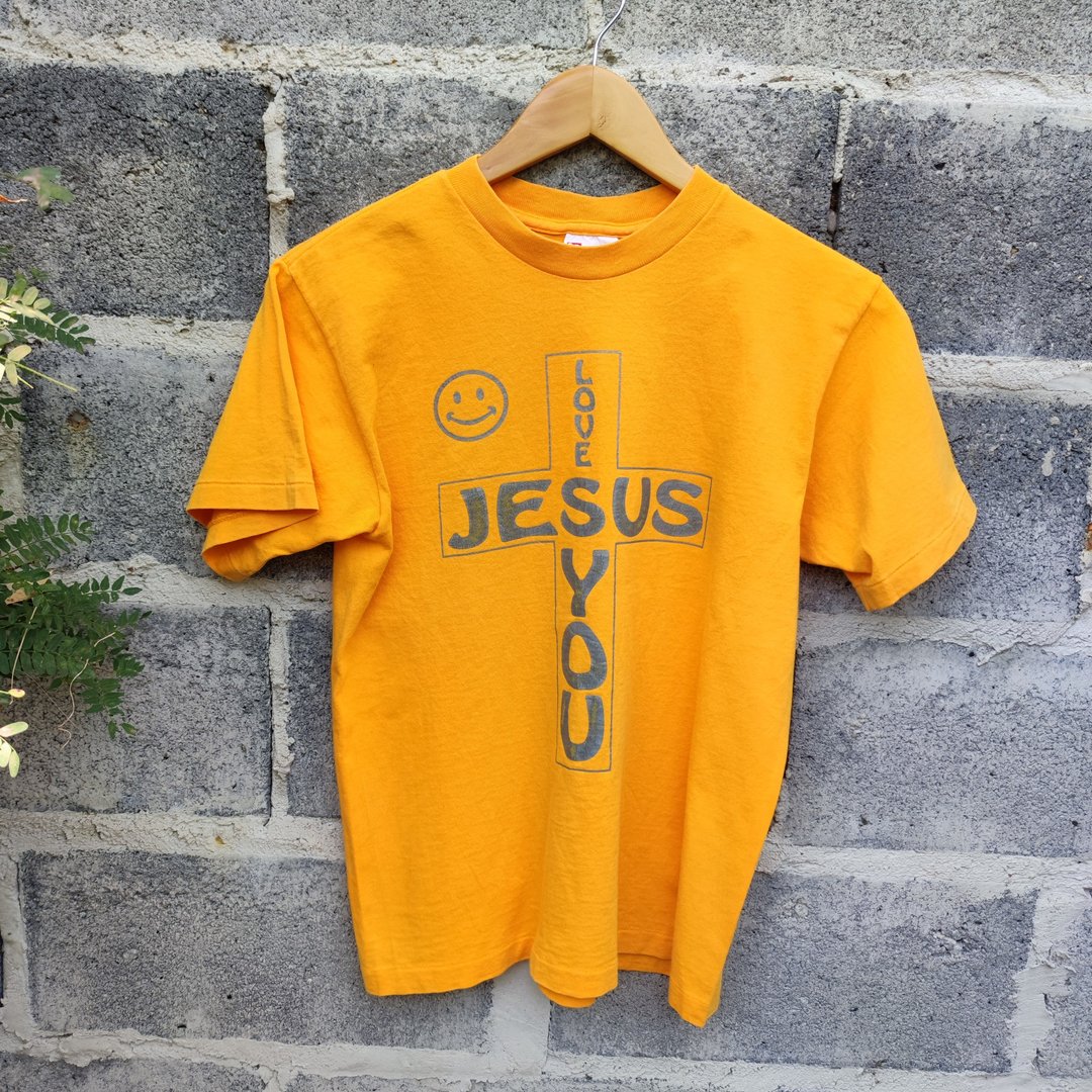 Vintage 90s United Sports Kid Love Jesus T-Shirt Size XL Kids - 童装上衣 - 棉．麻 黄色