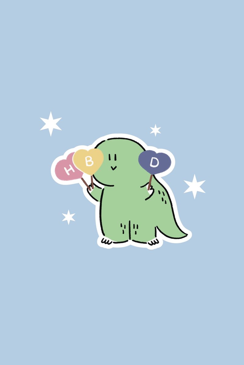 侏罗纪防水 PVC 模切贴纸模切生日标志、恐龙、HBD 问候语 - 贴纸 - 纸 绿色