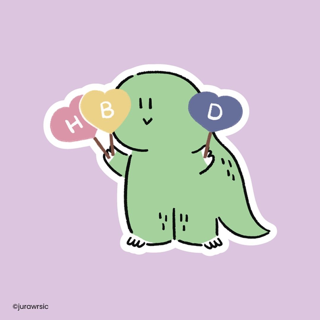 jurawrsic 恐龙生日祝福 PVC 防水贴纸 随意贴 HBD - 贴纸 - 纸 绿色