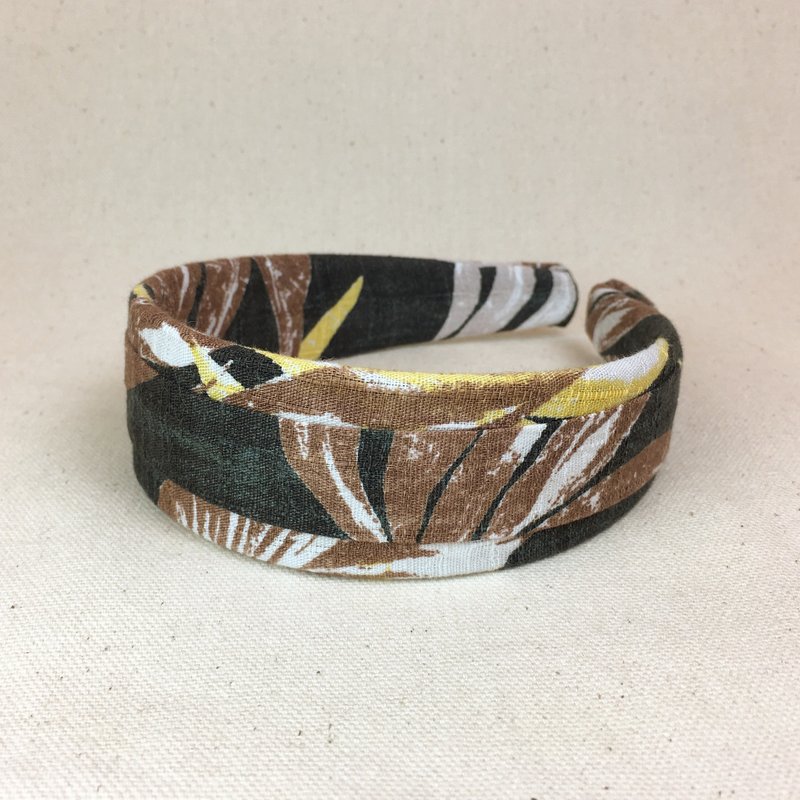 Mr.Tie 手工缝制包布发箍 Handmade Headbands 编号023 - 发饰 - 棉．麻 咖啡色