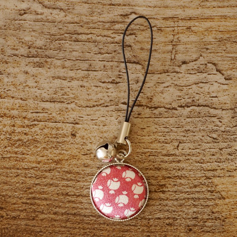 带有木槌图案的吉祥护身符和服肩带 - 挂绳/吊绳 - 丝．绢 红色