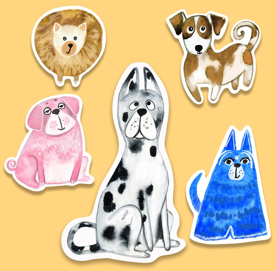Watercolor cute dogs sticker pack PNG, DIGITAL ITEM - 电子手绘真人画像/绘画/插画 - 其他材质 
