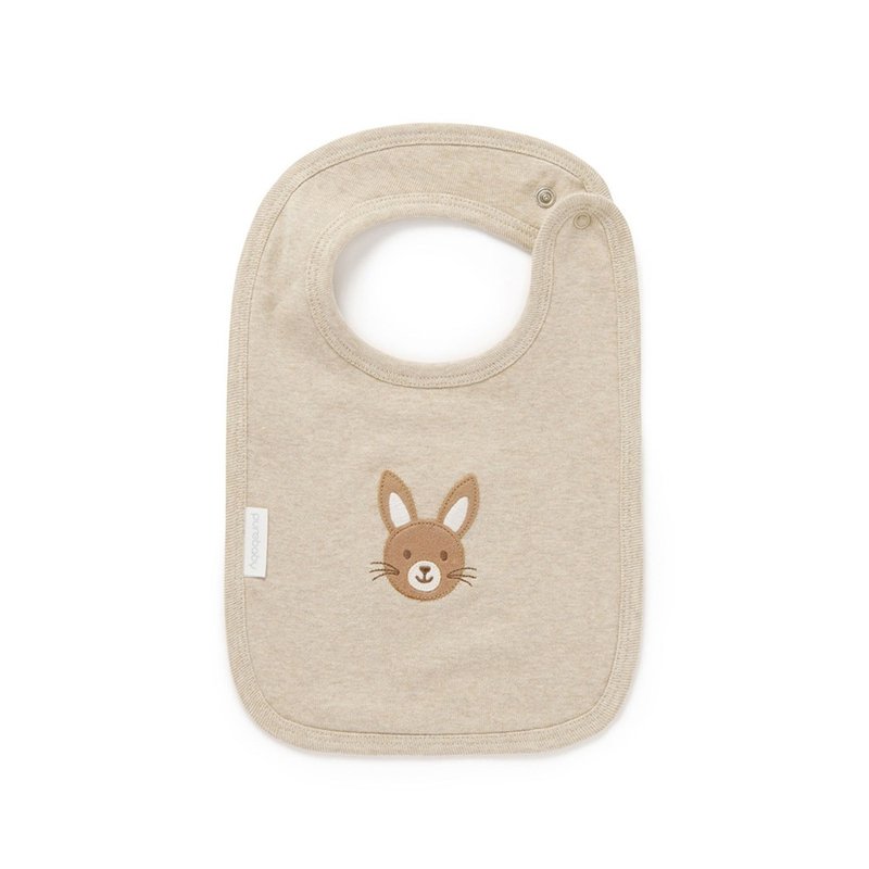澳洲Purebaby有机棉 婴儿围兜/口水巾 杏色小兔 - 围嘴/口水巾 - 棉．麻 