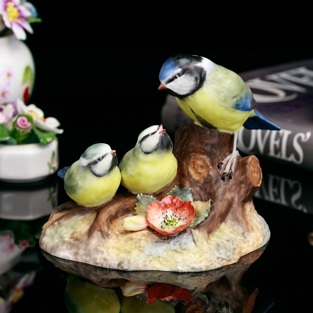 英国制 Royal Crown Derby 手绘蓝山雀陶瓷雕塑鸟摆饰 - 摆饰 - 瓷 