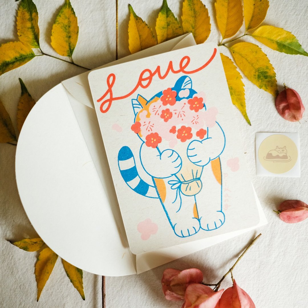 猫岛祝福卡 / Love - 卡片/明信片 - 纸 多色