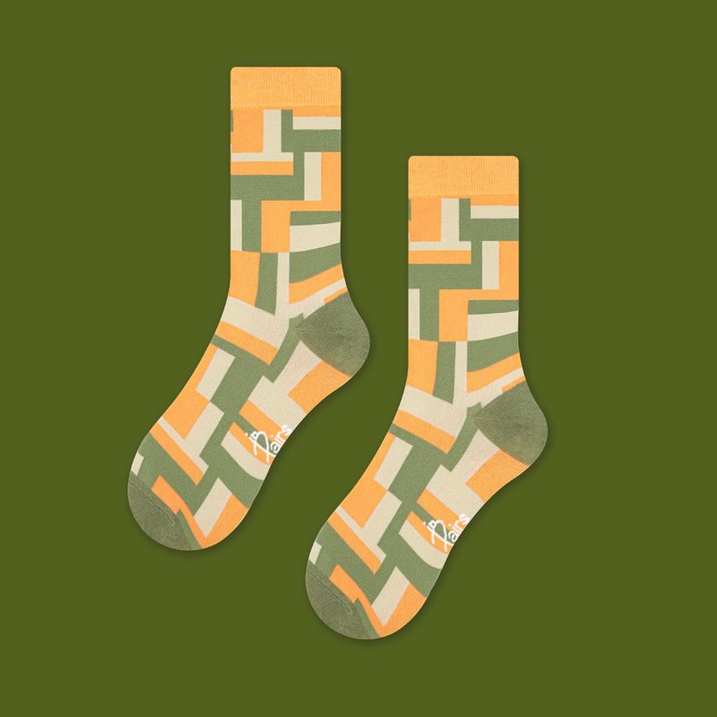 in Pairs | 理性的浪漫中筒袜-橘 - 袜子 - 棉．麻 多色