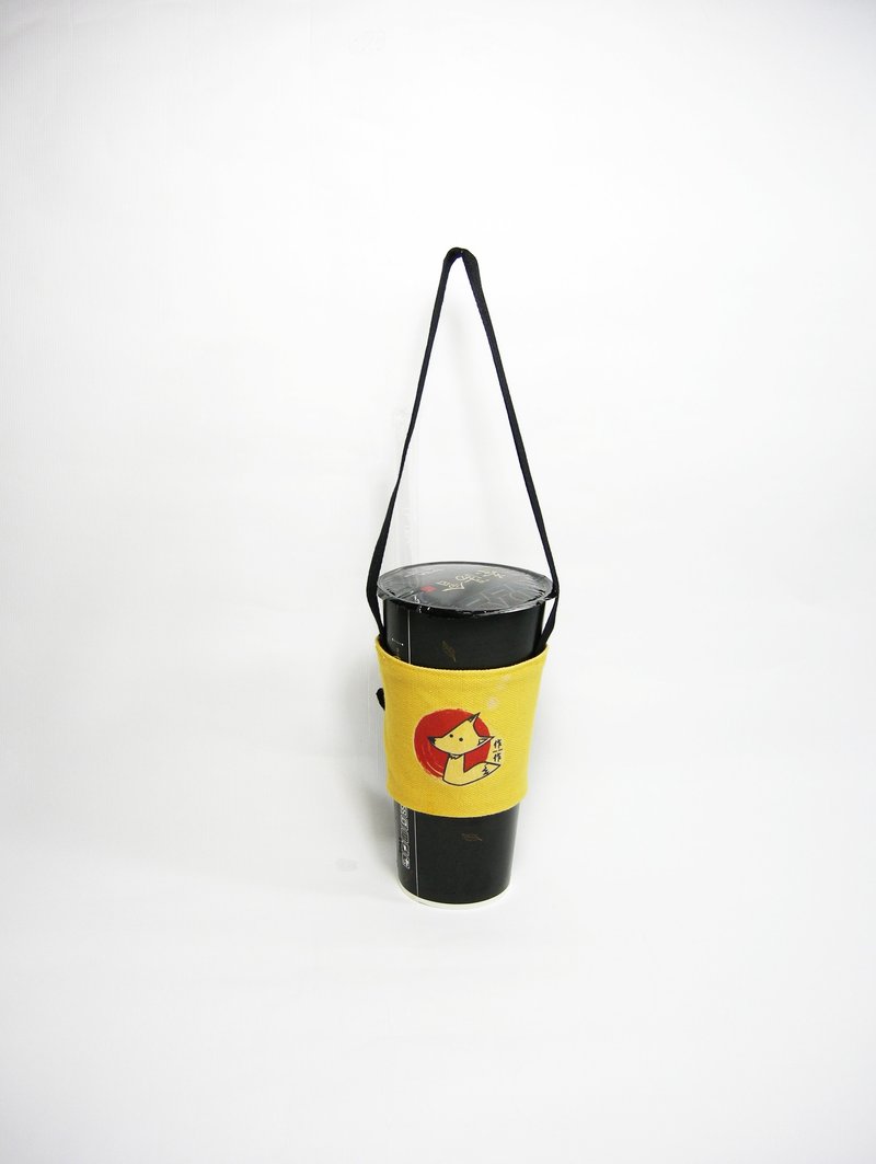 环保饮料提袋 (帆布)__作作 zuo zuo手制 富士山/狐里/浣熊  礼品 礼物(1/个) - 随行杯提袋/水壶袋 - 棉．麻 多色