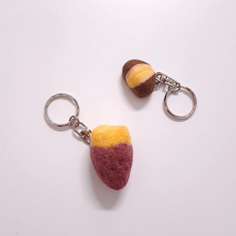 烤红薯 紫薯 /  糖烤栗子 羊毛毡 羊毛毡吊饰 钥匙圈 挂件 - 钥匙链/钥匙包 - 羊毛 多色