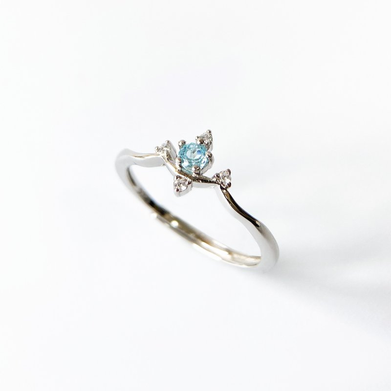 2件85折 | 斯里兰卡磷灰石纯银戒指 (清新海蓝色) - 戒指 - 纯银 