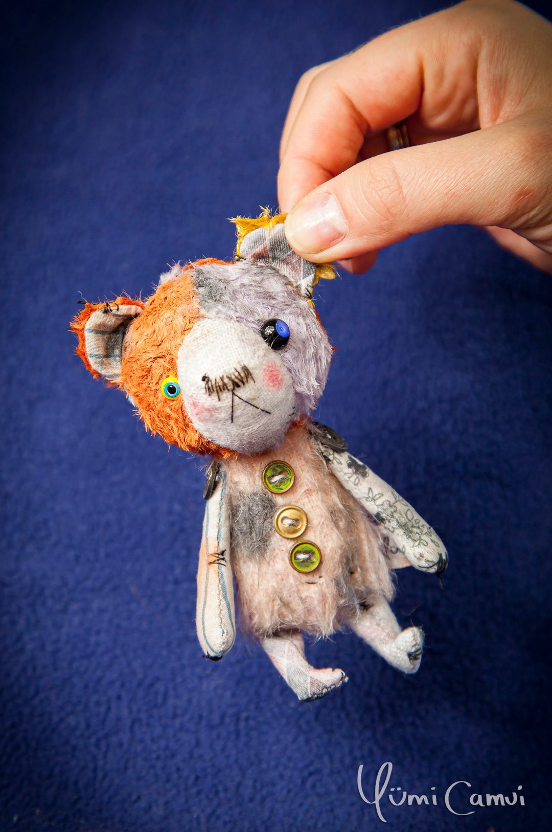 OOAK Cute weird mini Teddy Bear by Yumi Camui - 玩偶/公仔 - 其他材质 白色