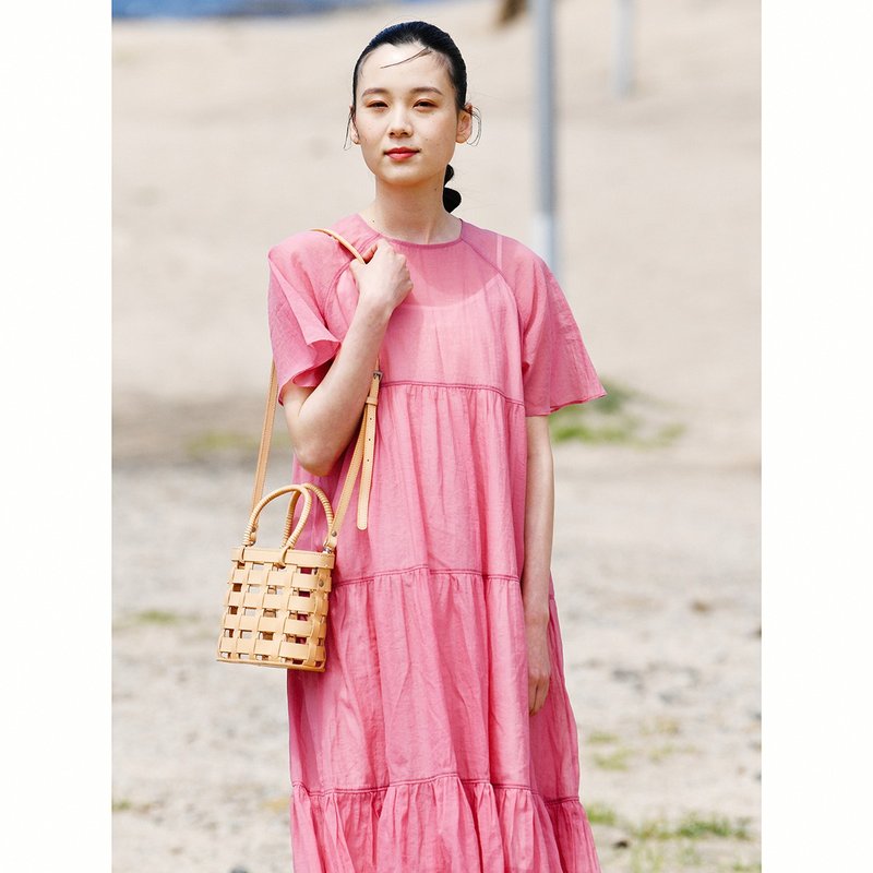 JOYDIVISION 镂空菜篮子 单肩斜挎女士真皮包包 - 侧背包/斜挎包 - 真皮 金色