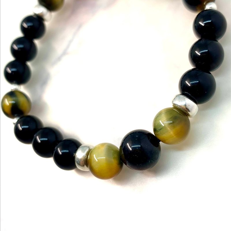 小黄蜂 // 天然手珠银饰 - 手链/手环 - 纯银 黑色