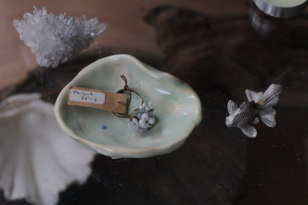 纯手捏不规则花朵造型陶瓷小碟/酱汁碟/线香盘/水晶盘/饰品碟20 - 盘子/餐盘/盘架 - 陶 绿色