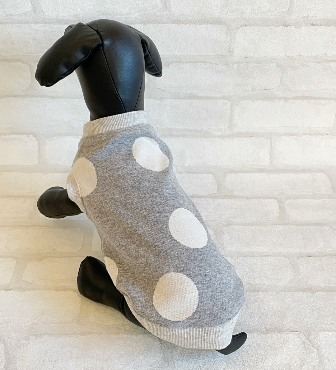 Warm Knit Miniature Dachshund S Size Tank Top Random Dot Gray Heather Dog Wear Long Type Pet Wear for Fall and Winter - 衣/帽 - 棉．麻 灰色