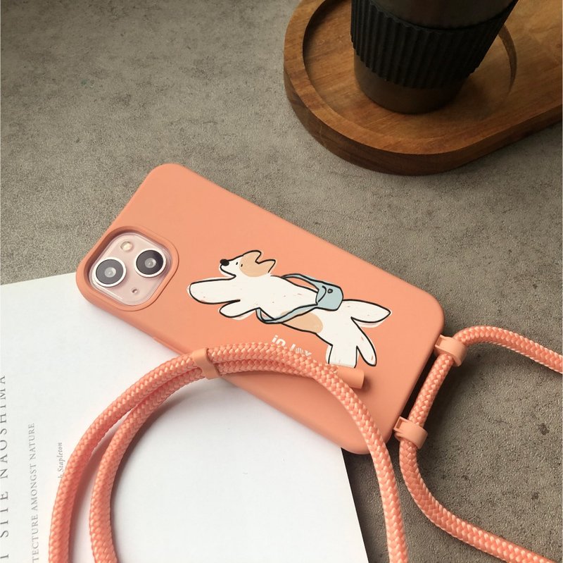 iPhone 13/13pro/12/11/SE3 街道邮差犬 二合一防摔背绳手机壳 - 手机壳/手机套 - 塑料 橘色