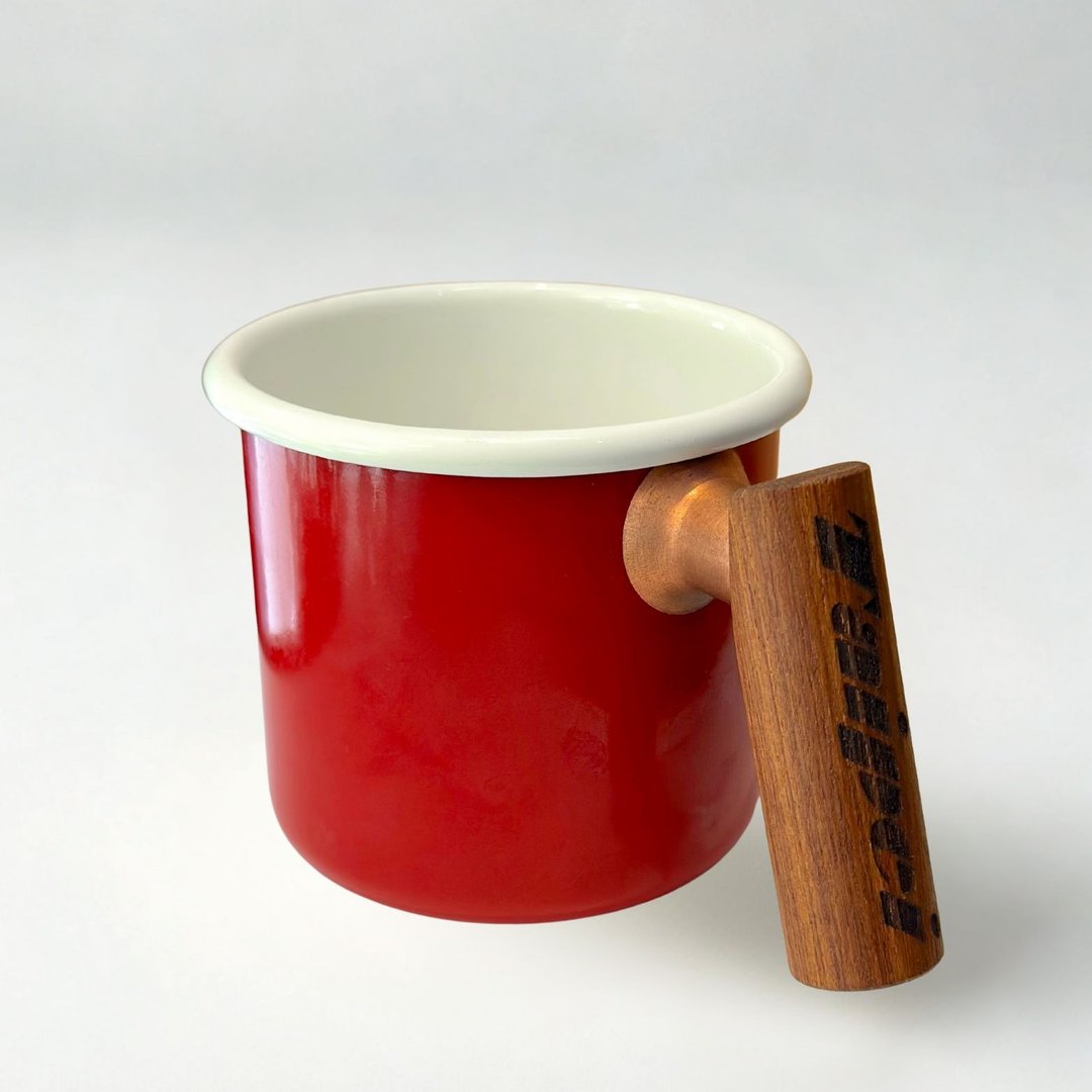Truvii 柚木把手双色珐琅杯 露营杯 - 苹果红 - 其他杯子 - 珐琅 红色