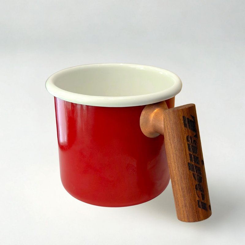 Truvii 柚木把手双色珐琅杯 露营杯 - 苹果红 - 其他杯子 - 珐琅 红色