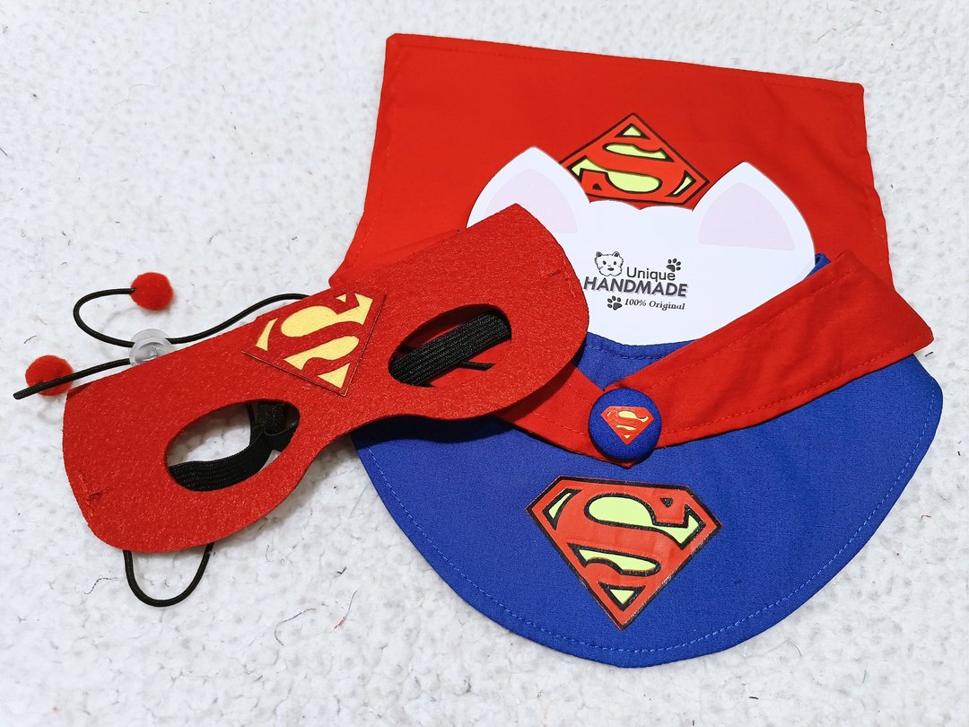 Superman 超人造型 宠物围巾/颈饰 猫狗犬 围巾 颈饰 - 衣/帽 - 棉 红色