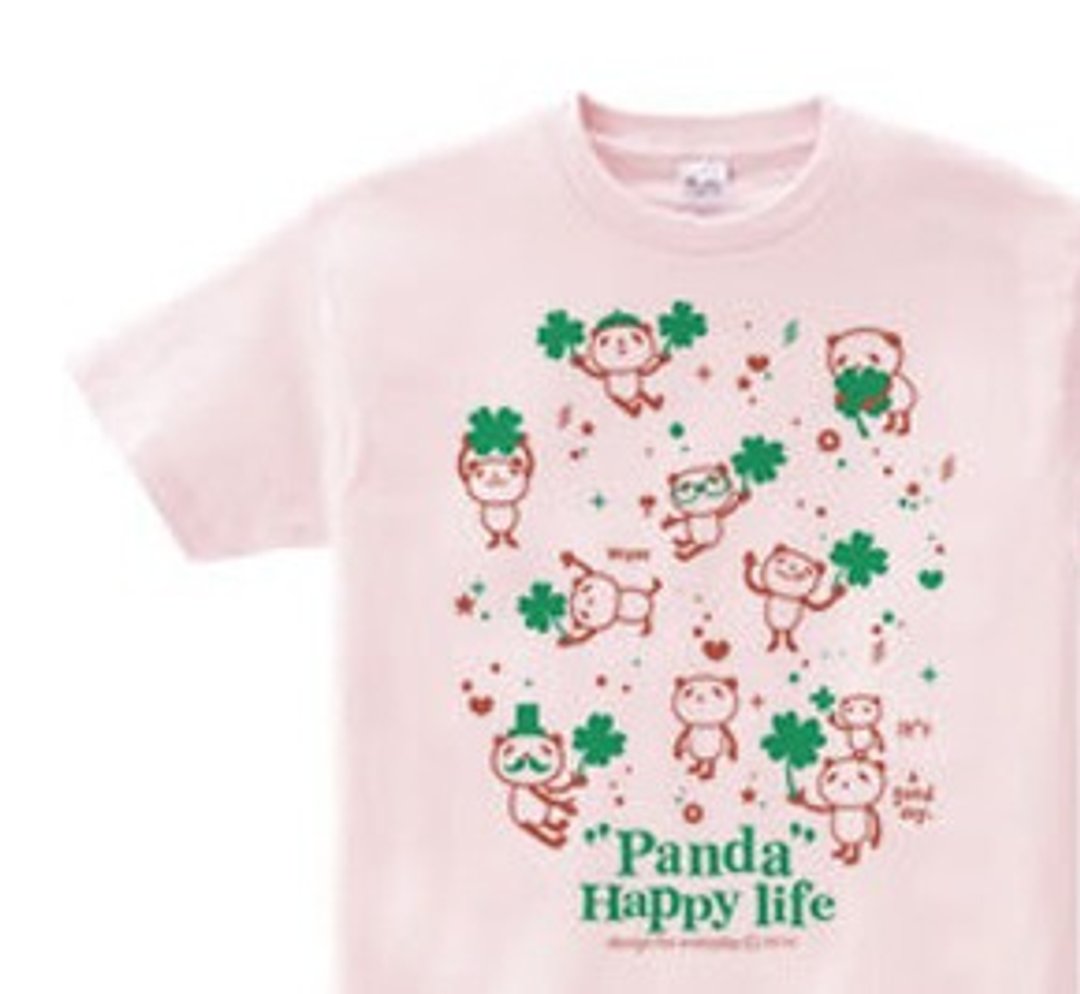 Panda and Clover [one-sided] WS ~ WM • S ~ XL T-shirt order product] - 中性连帽卫衣/T 恤 - 棉．麻 粉红色