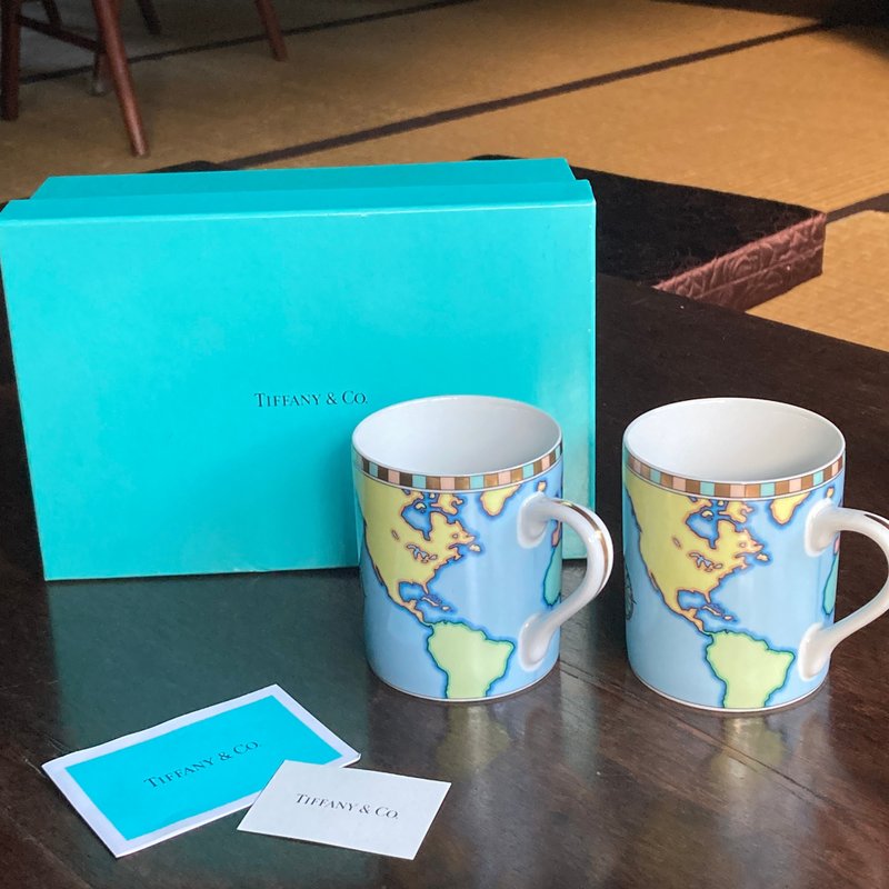 日本Tiffany & co. 复古世界地图绝版咖啡对杯 含盒 - 其他杯子 - 陶 蓝色