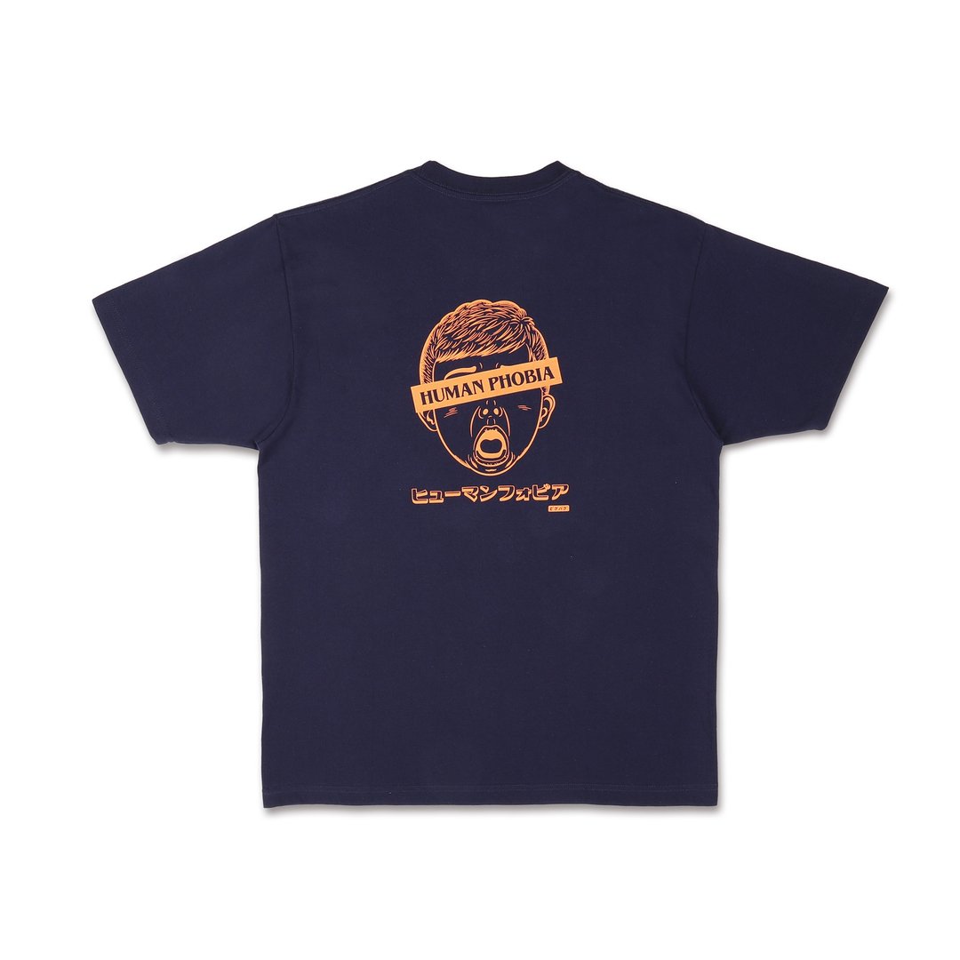 社交恐惧症 日式怀旧短袖 Tshirt 衫系列 蓝色 - 中性连帽卫衣/T 恤 - 棉．麻 蓝色