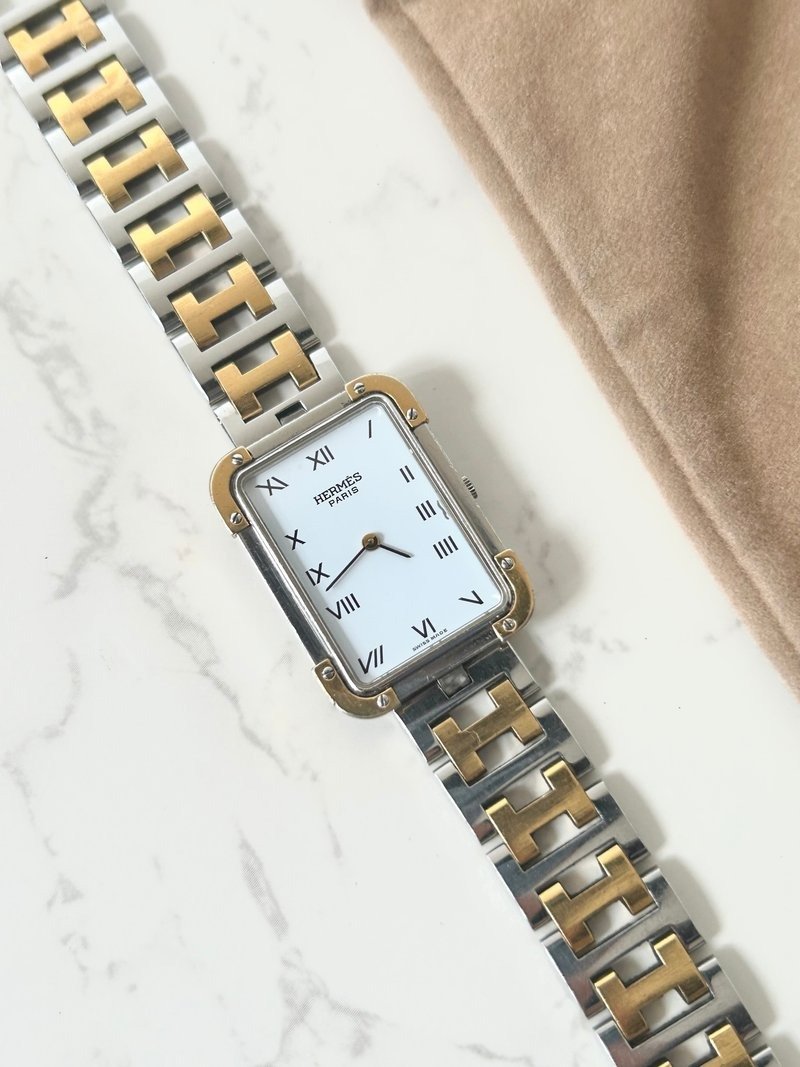 绝版古董表 Hermes Croisiere二手男女装金属表带 手表 腕表 中古 - 女表 - 其他金属 金色