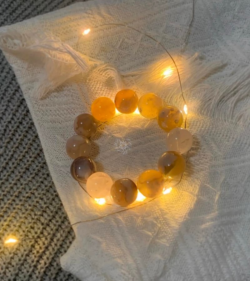 Crystal.EAA 设计款手链 素尘 樱花玛瑙 粉水晶 祝福 独特 大珠珠 - 手链/手环 - 水晶 粉红色