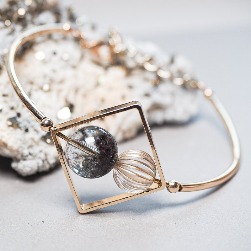 一石一宇宙   绿幽灵   微观矿物   菱格  手镯 - 手链/手环 - 其他金属 白色