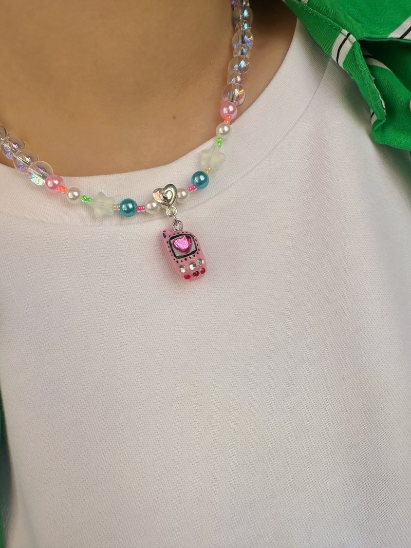 圣诞礼物 手绘 手制 复古 玩味 树脂黏土项链 Y2K 可爱风 - 项链 - 粘土 多色