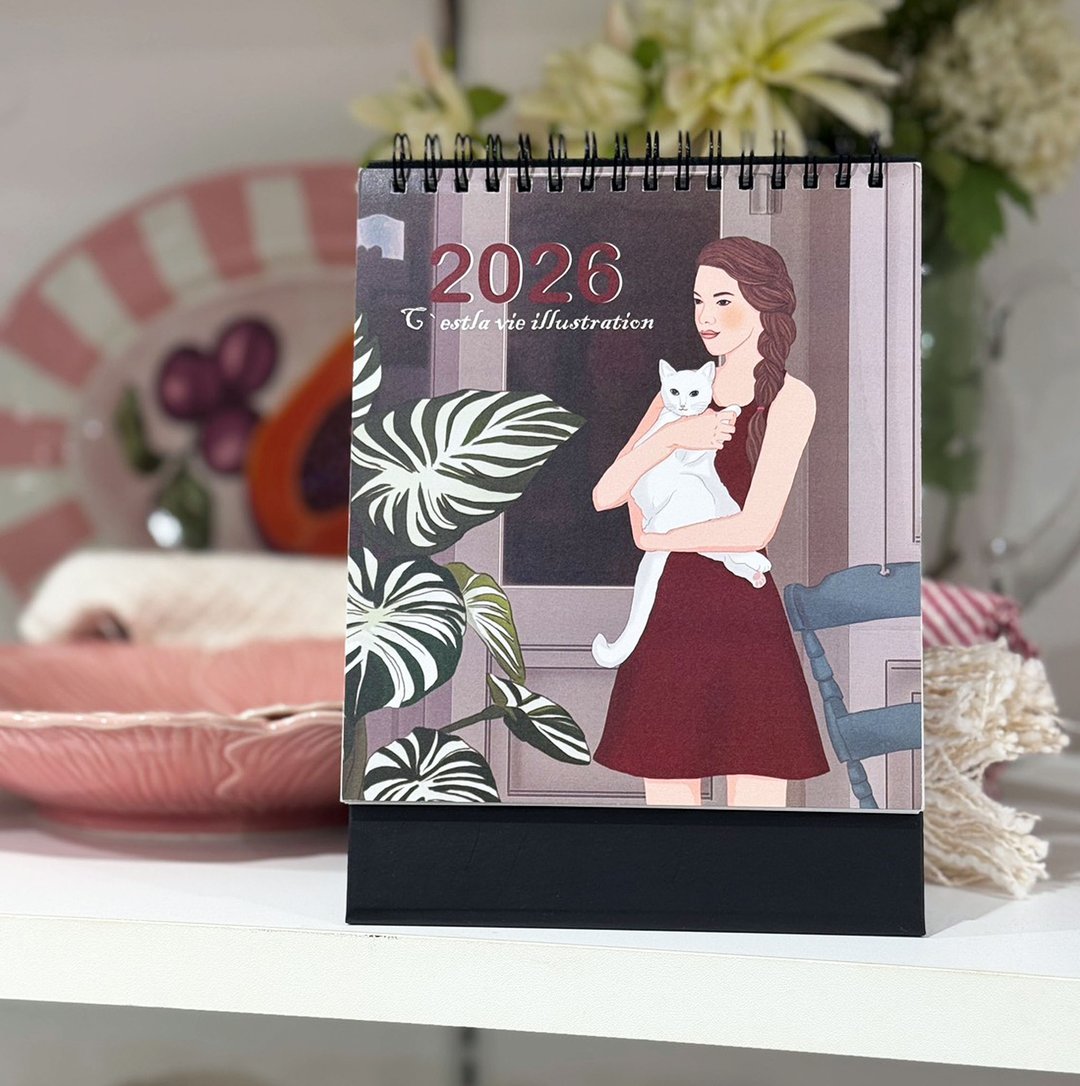 2026法式女孩日常插画桌历 交换礼物 新年礼物 - 年历/台历 - 纸 