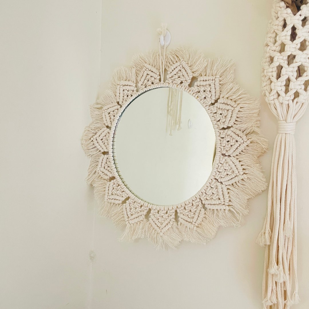 Macrame圆形挂镜(Macrame Wall Mirror) - 其他家具 - 棉 