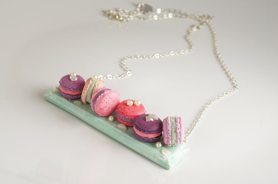｜Petits macarons｜ 手工软陶黏土 低温泥 polymer clay 马卡龙 项链  颈链 - 项链 - 粘土 