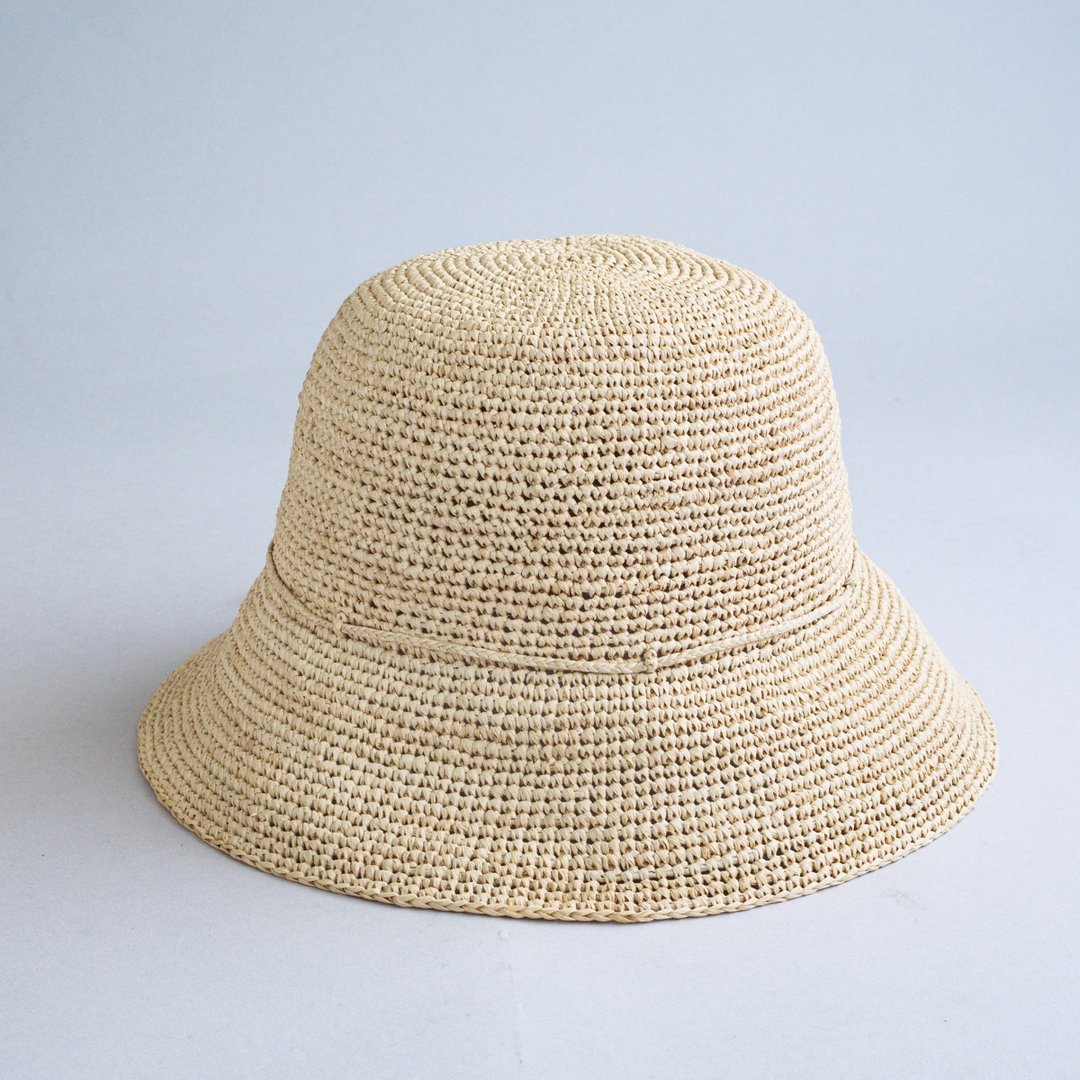 Raffia hand-knitted hat / natural plain - 帽子 - 其他材质 