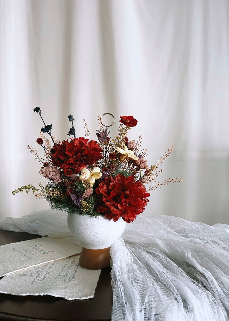 嫣红花园干燥桌花 | 祝贺花礼 | 开幕 乔迁 春节 - 干燥花/捧花 - 植物．花 红色