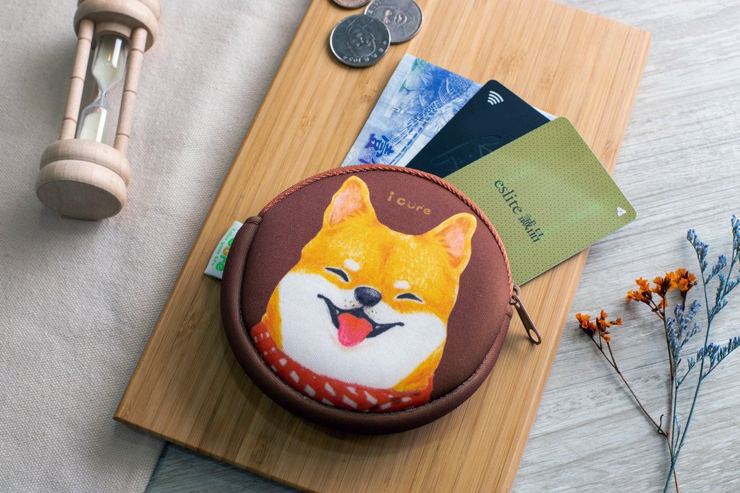 零钱包- 呆萌柴犬 H4 /防泼水/可放卡片 - 零钱包 - 防水材质 咖啡色
