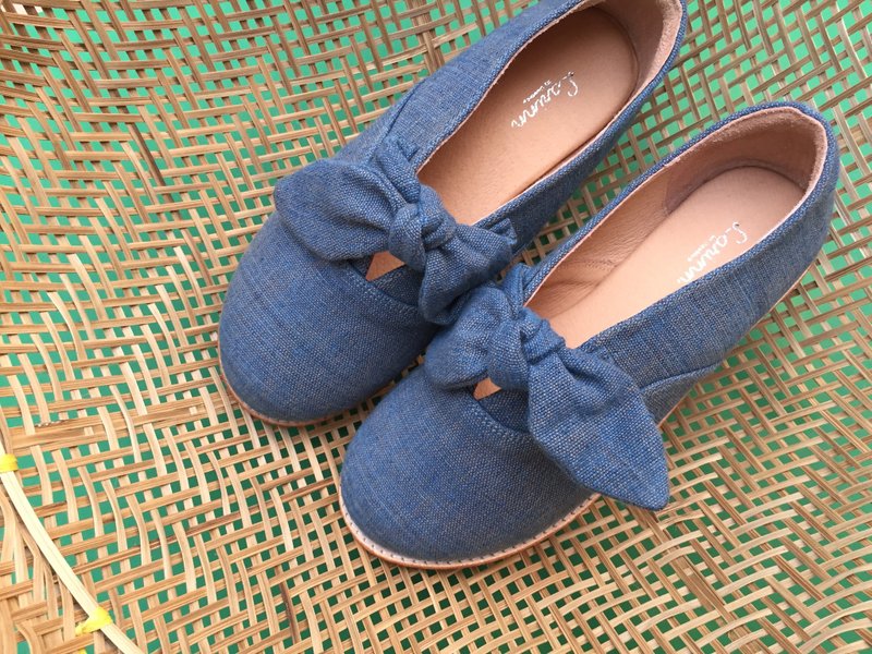 Bento Indigo shoes  - 女款休闲鞋 - 棉．麻 蓝色