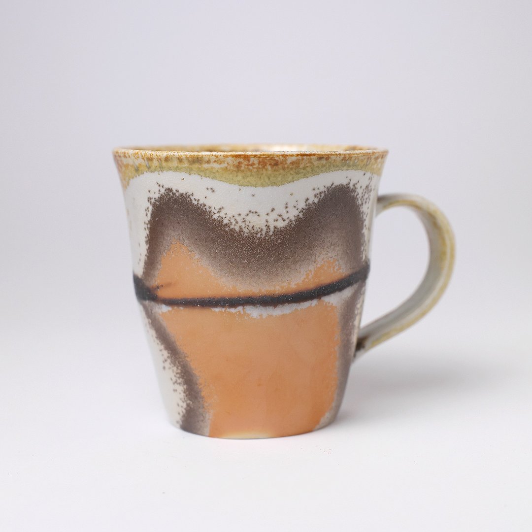 明芽窑 | 柴烧白瓷绞胎把杯 白金橘 陶杯 马克杯 猫咪 搜藏品 H6 - 咖啡杯/马克杯 - 陶 橘色