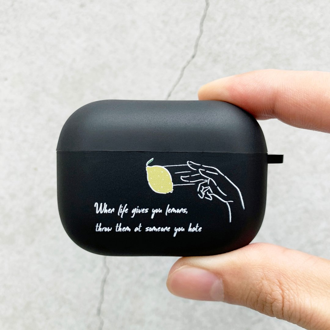 拿柠檬砸讨厌的人 黑色磨砂软壳 AirPods Pro 耳机保护套 耳机壳 - 耳机 - 橡胶 黑色
