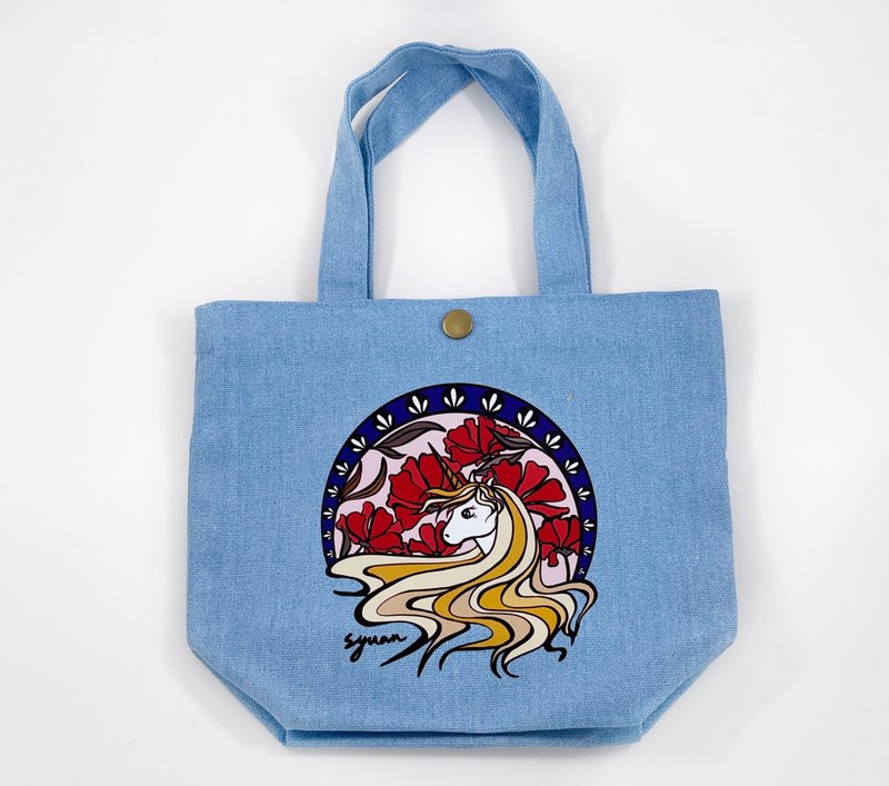 圣诞礼物 独角兽铜扣帆布包 - 手提包/手提袋 - 棉．麻 