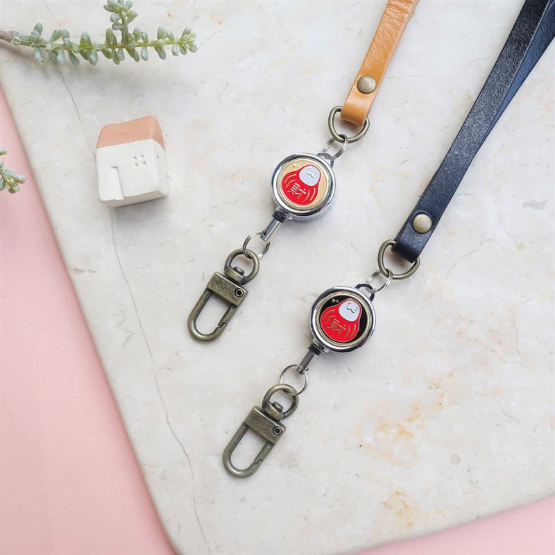 福气满满财神,伸缩识别证 珐琅拉环 - 证件套/卡套 - 真皮 红色