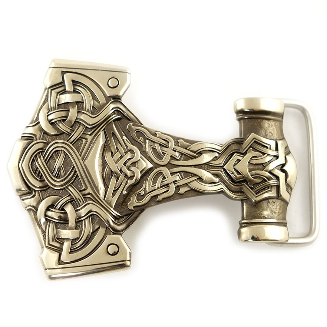 Thor's Hammer soild german silver belt buckle, Vikings nickel silver belt - 皮带/腰带 - 其他材质 银色