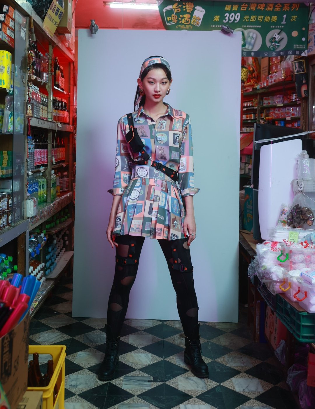 21AW   柑仔店印花迷你裙 - 裙子 - 聚酯纤维 多色