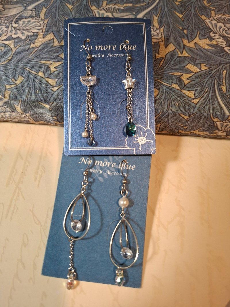 锆石耳环 - 耳环/耳夹 - 其他金属 紫色