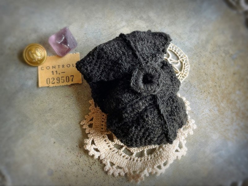 Knitting 有机造型小物包 - 会呼吸的你 - 黑色 - 零钱包 - 棉．麻 黑色