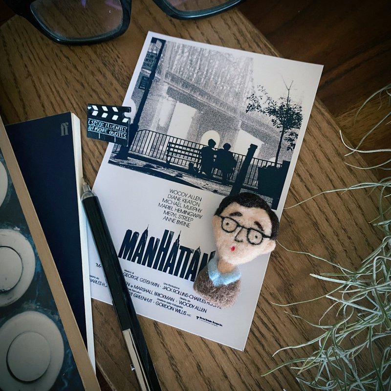 羊毛毡人物绘 - Woody Allen 伍迪 艾伦- 胸针 - 胸针 - 羊毛 灰色