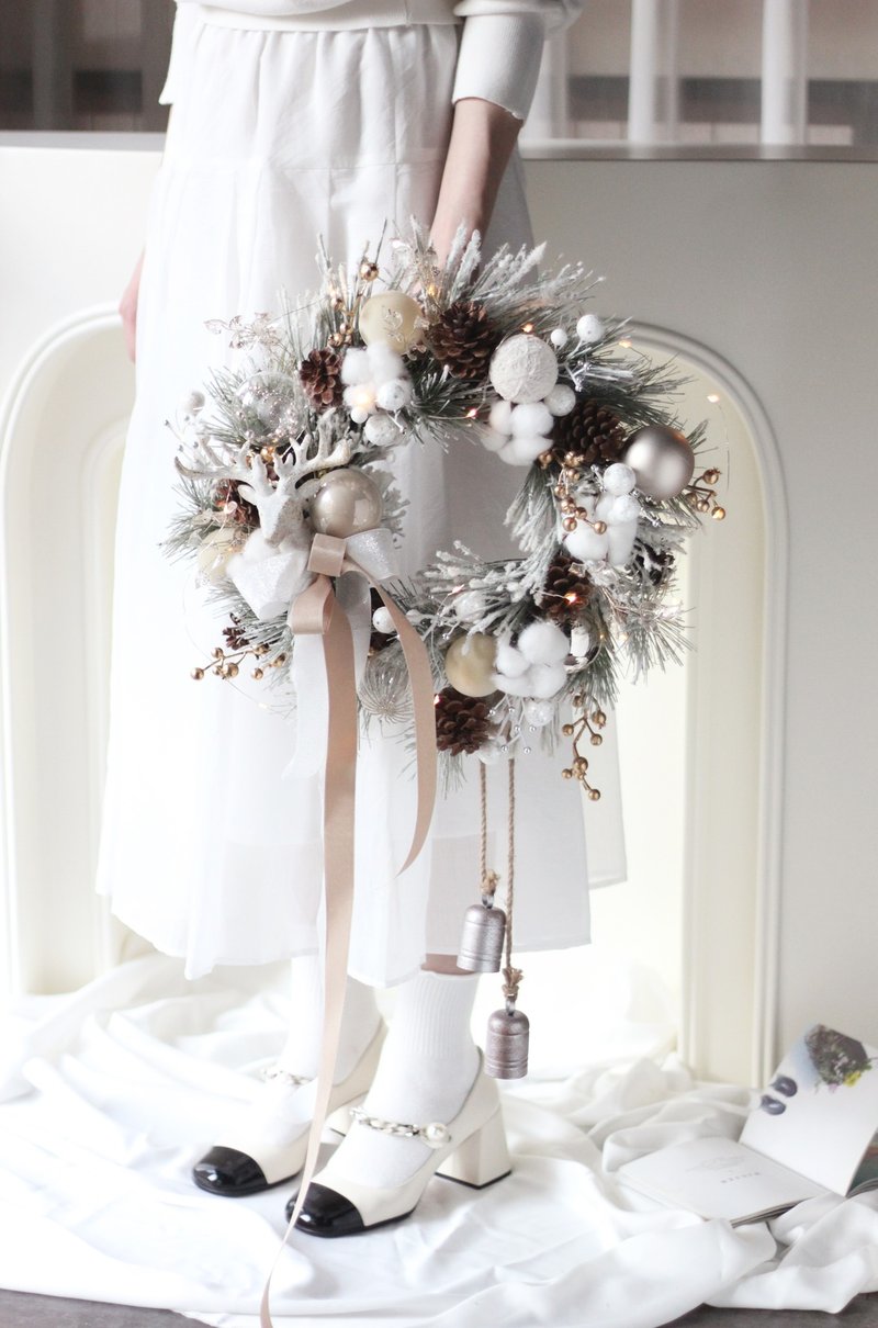 棉花与松果【仿真雪花松针】 梦境花圈 - 植栽/盆栽 - 植物．花 多色