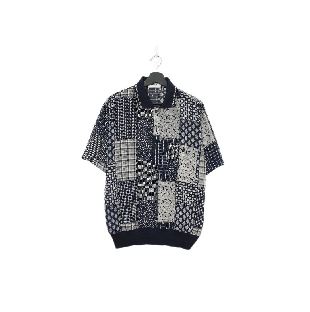 Back to Green-短袖花衬衫 黑白不规则 色块ss-46//vintage shirt - 男装衬衫 - 棉 