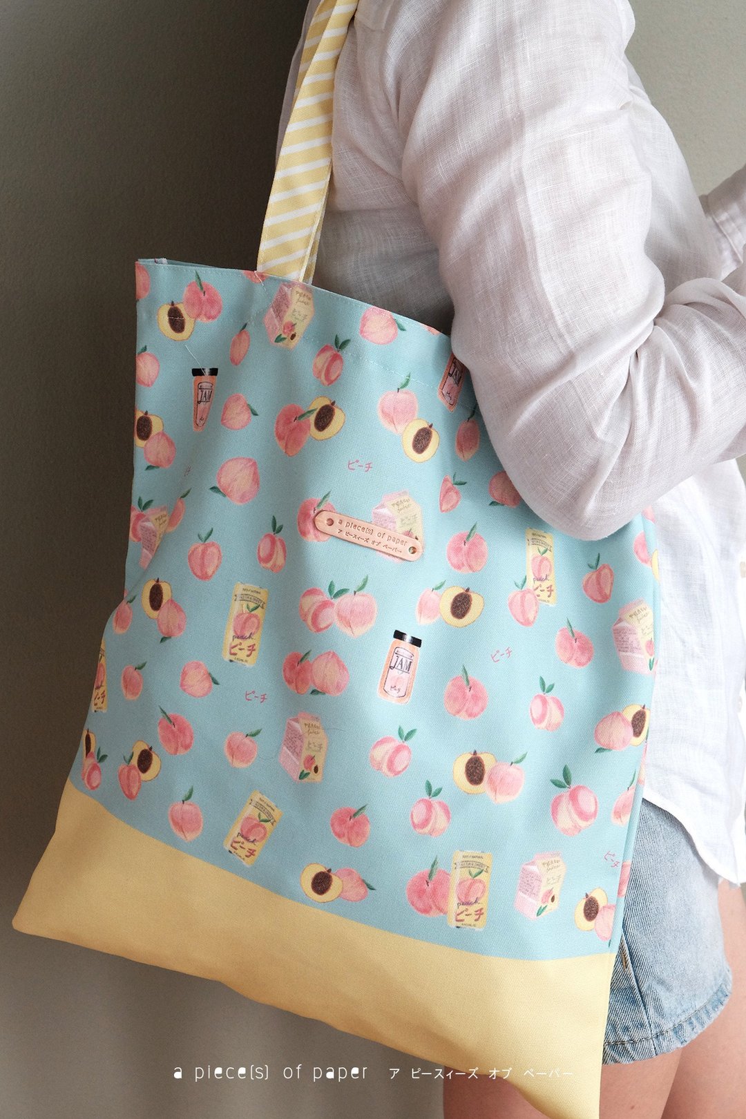 Tote bag : PEACHFUL - 手提包/手提袋 - 棉．麻 黑色